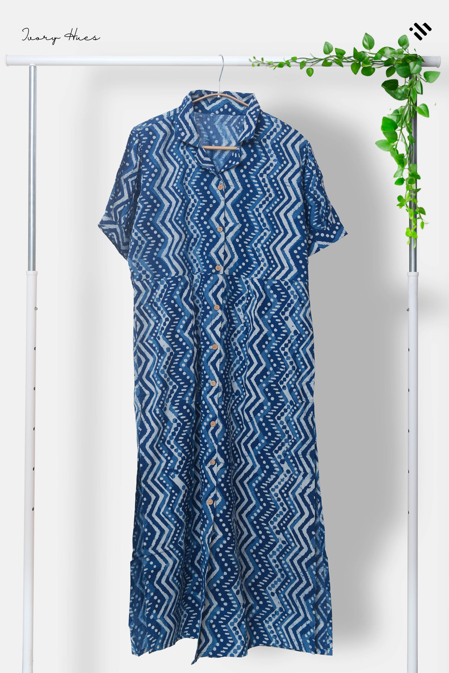 Ivory Hues Indigo Shirt Dress Indian ethnic kurta set — Indian ethnic wear Singapore