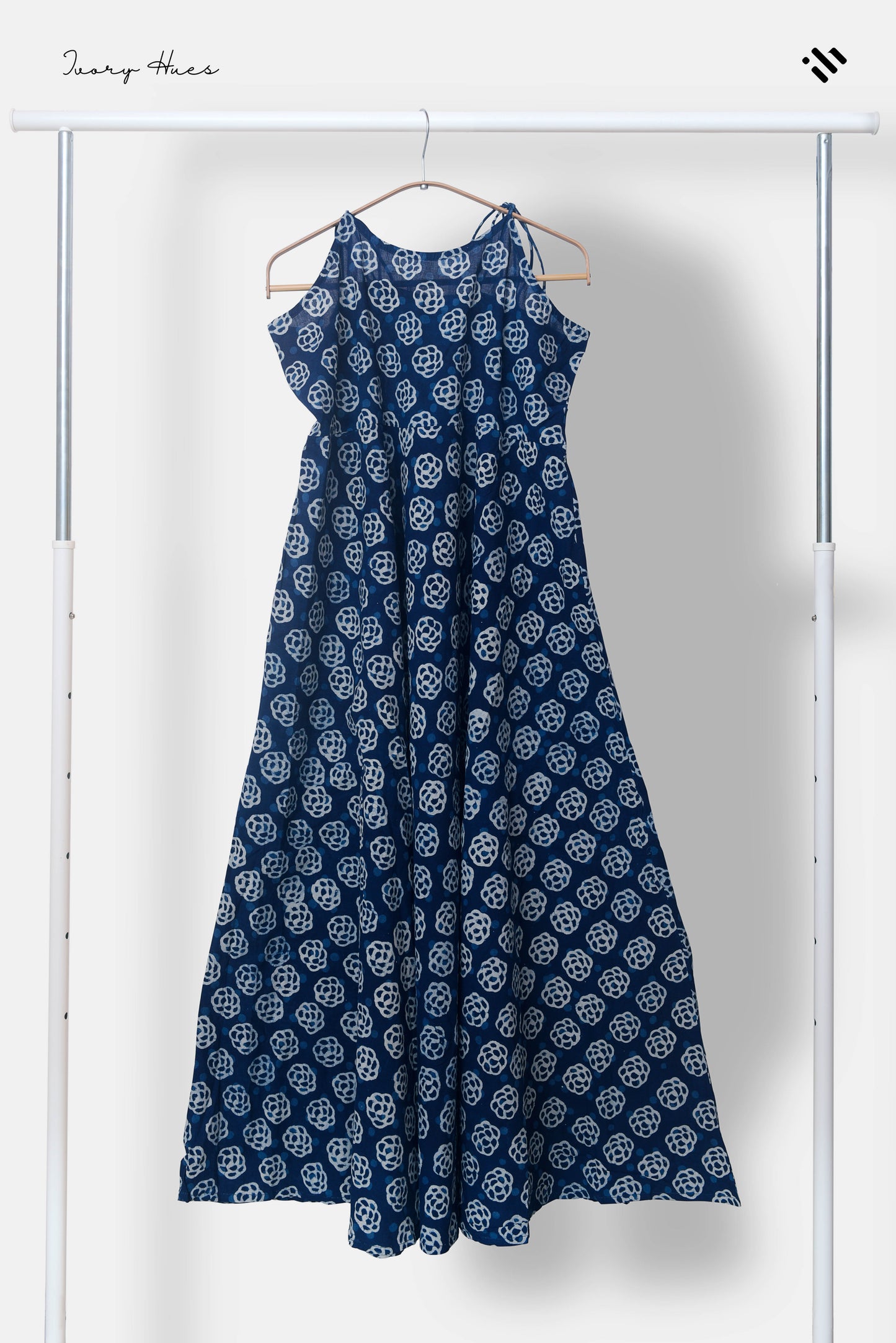 Ivory Hues Twilight Indigo Tie Up Dress Indian ethnic kurta set — Indian ethnic wear Singapore
