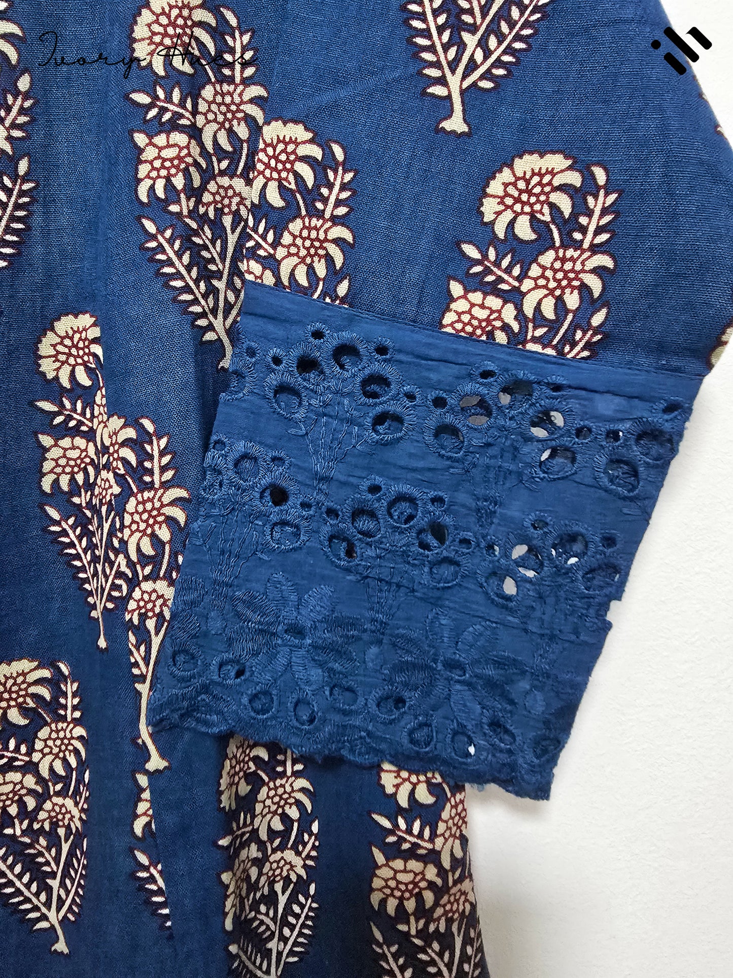 Ivory Hues Gulmarg Neela Indian ethnic kurta set — Indian ethnic wear Singapore