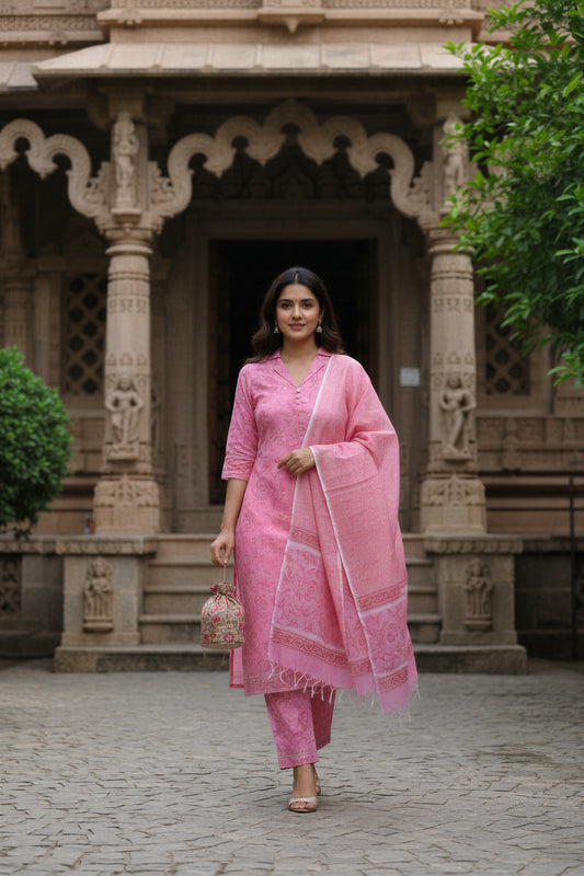 Ivory Hues Kota Kainaat Sur Kota Doria kurta set — Indian ethnic wear Singapore