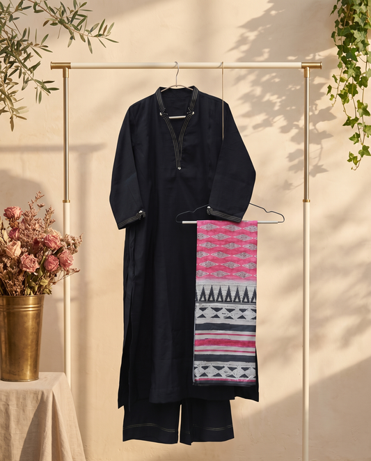Noor Jaan — black Dola silk suit with contrasting dupatta — Ivory Hues, Indian ethnic wear Singapore