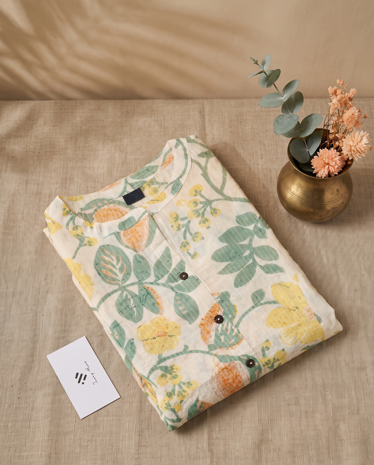 Gulmarg Rangi — colorful printed kurti with Chinese collar and pockets — Ivory Hues, Indian ethnic wear Singapore