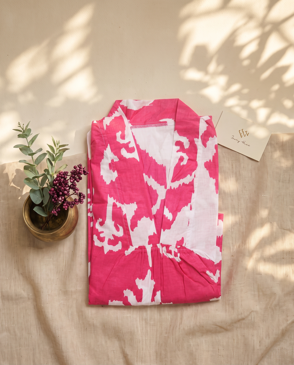 Fiza 2.0 Candy Pink — candy pink breathable cotton dress, relaxed silhouette — Ivory Hues, Indian ethnic wear Singapore
