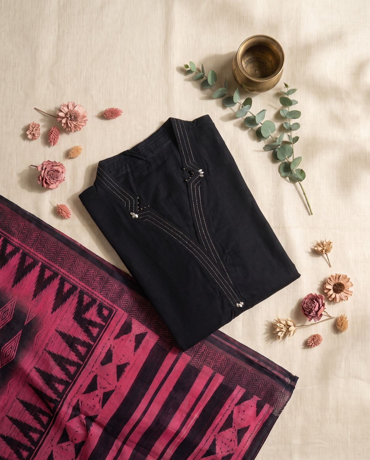 Noor Jaan — black Dola silk suit with contrasting dupatta — Ivory Hues, Indian ethnic wear Singapore