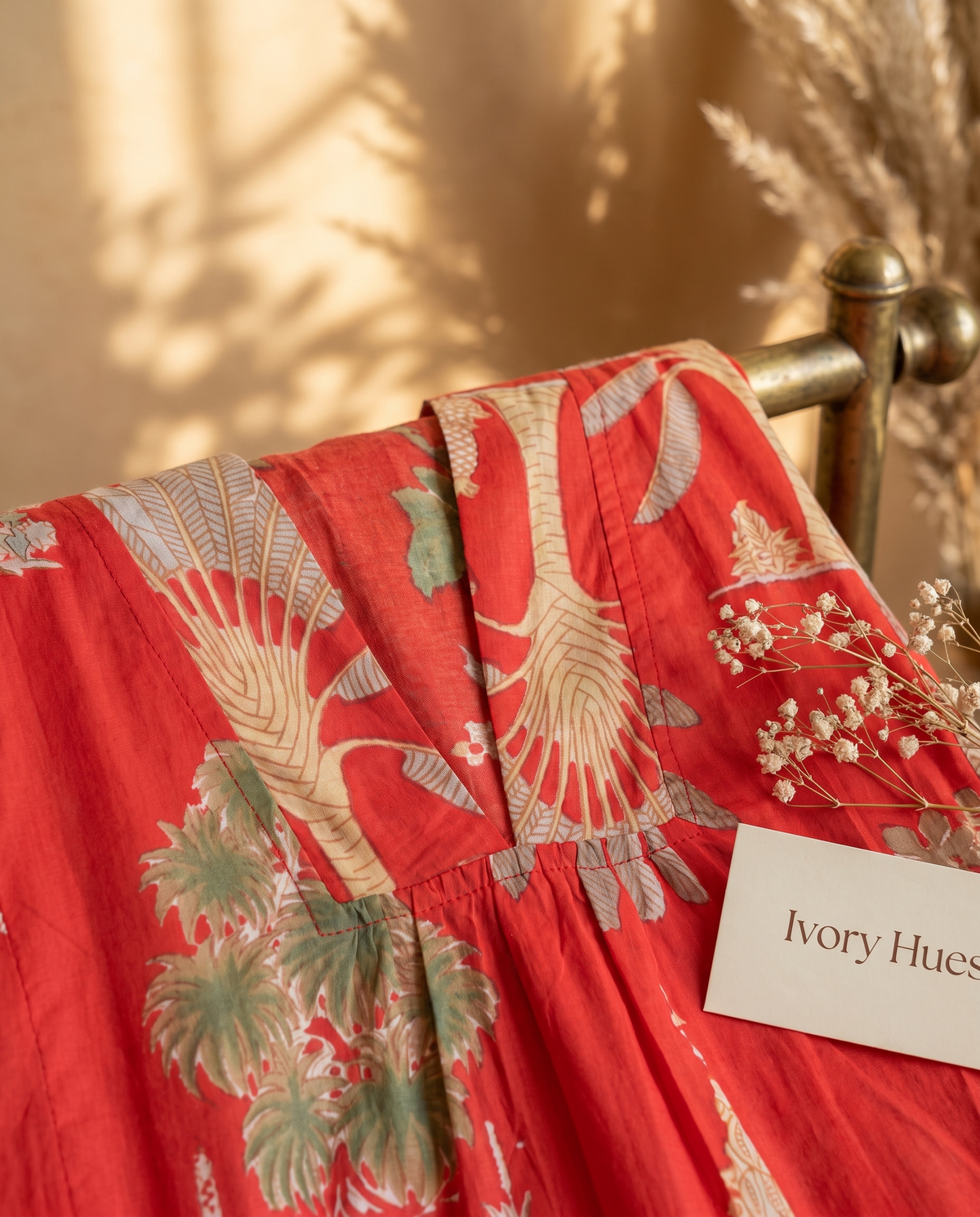 Fiza 2.0 Macaw Red — macaw red breathable cotton dress, relaxed silhouette — Ivory Hues, Indian ethnic wear Singapore