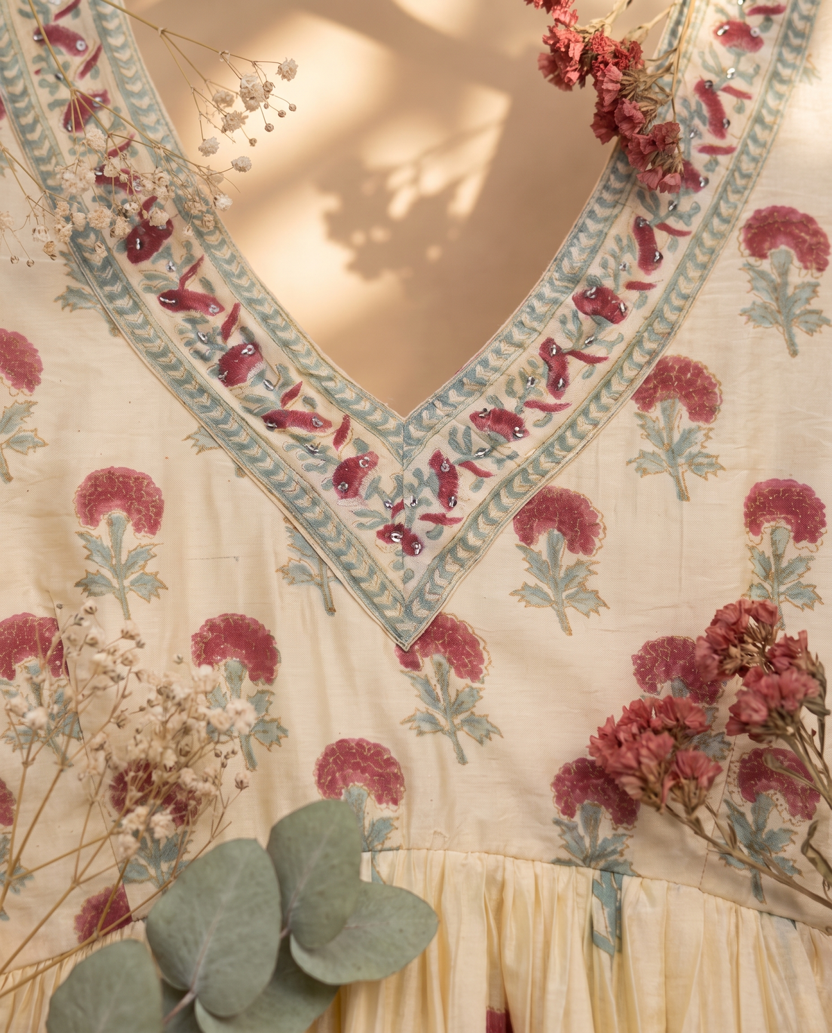 Raaga Inaya — ivory Chanderi suit with Mughal-inspired woven print — Ivory Hues, Indian ethnic wear Singapore