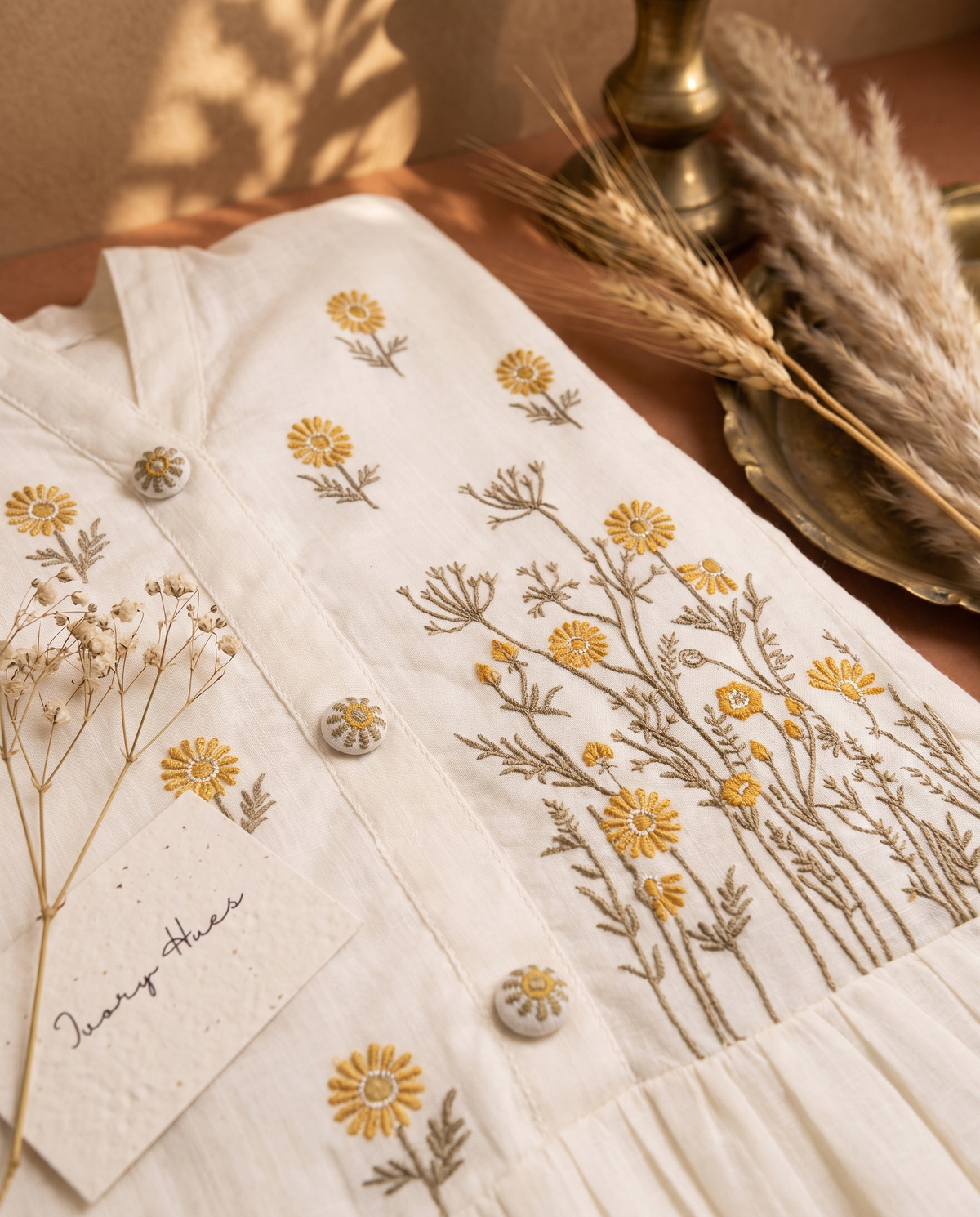 Anokhi Phoolwari — white cotton suit with floral embroidery — Ivory Hues, Indian ethnic wear Singapore