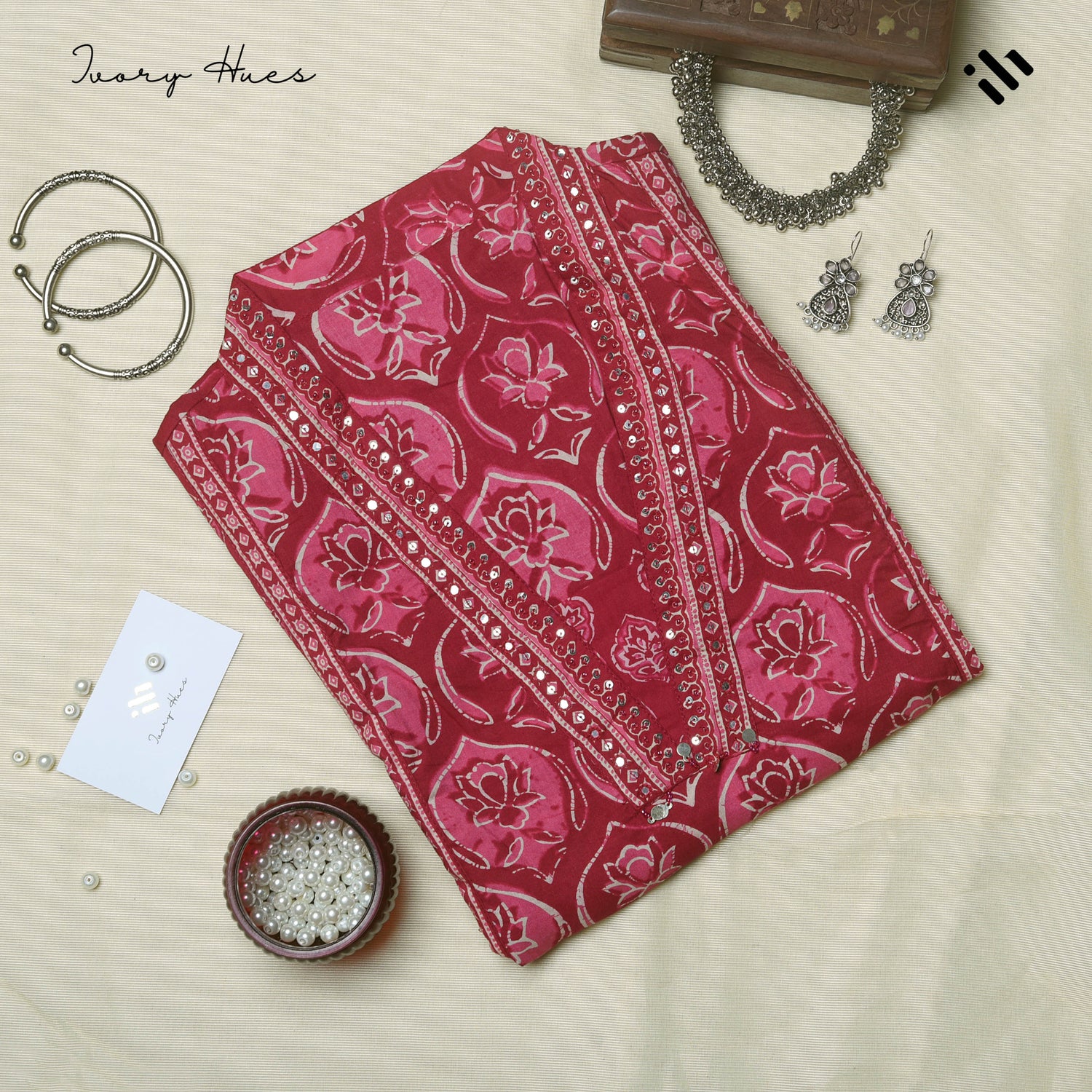 Ivory Hues Anokhi Saaz — handblock print cotton kurta set Singapore