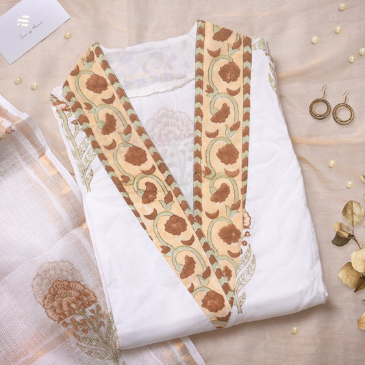 Ivory Hues Malhar Megha — handblock print cotton kurta set Singapore