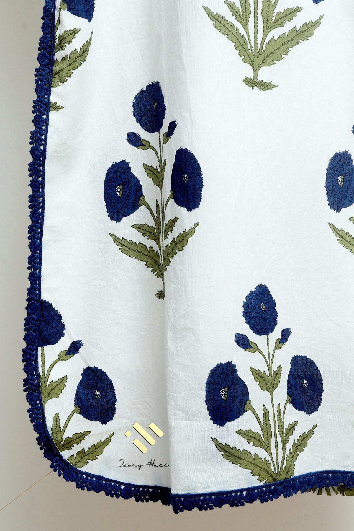 Malhar Sagar — white cotton suit set with Mughal handblock butta prints — Ivory Hues, Indian ethnic wear Singapore