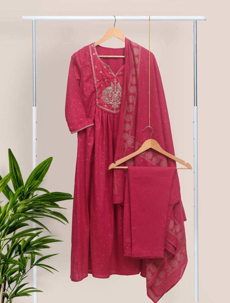 Ivory Hues Anokhi Mayuri handblock print cotton kurta set — Indian ethnic wear Singapore