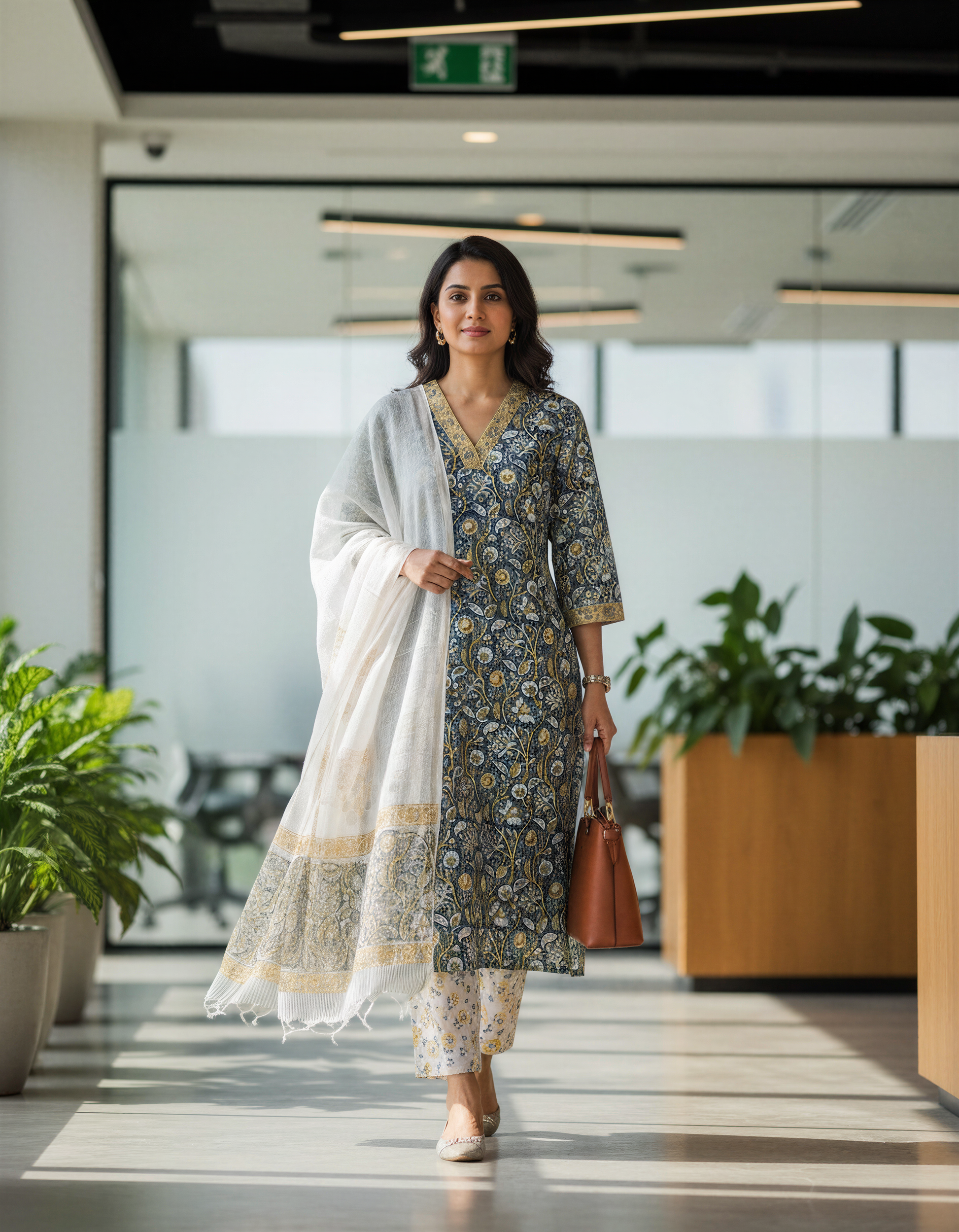 Ivory Hues Anokhi Nandini handblock print cotton kurta set — Indian ethnic wear Singapore