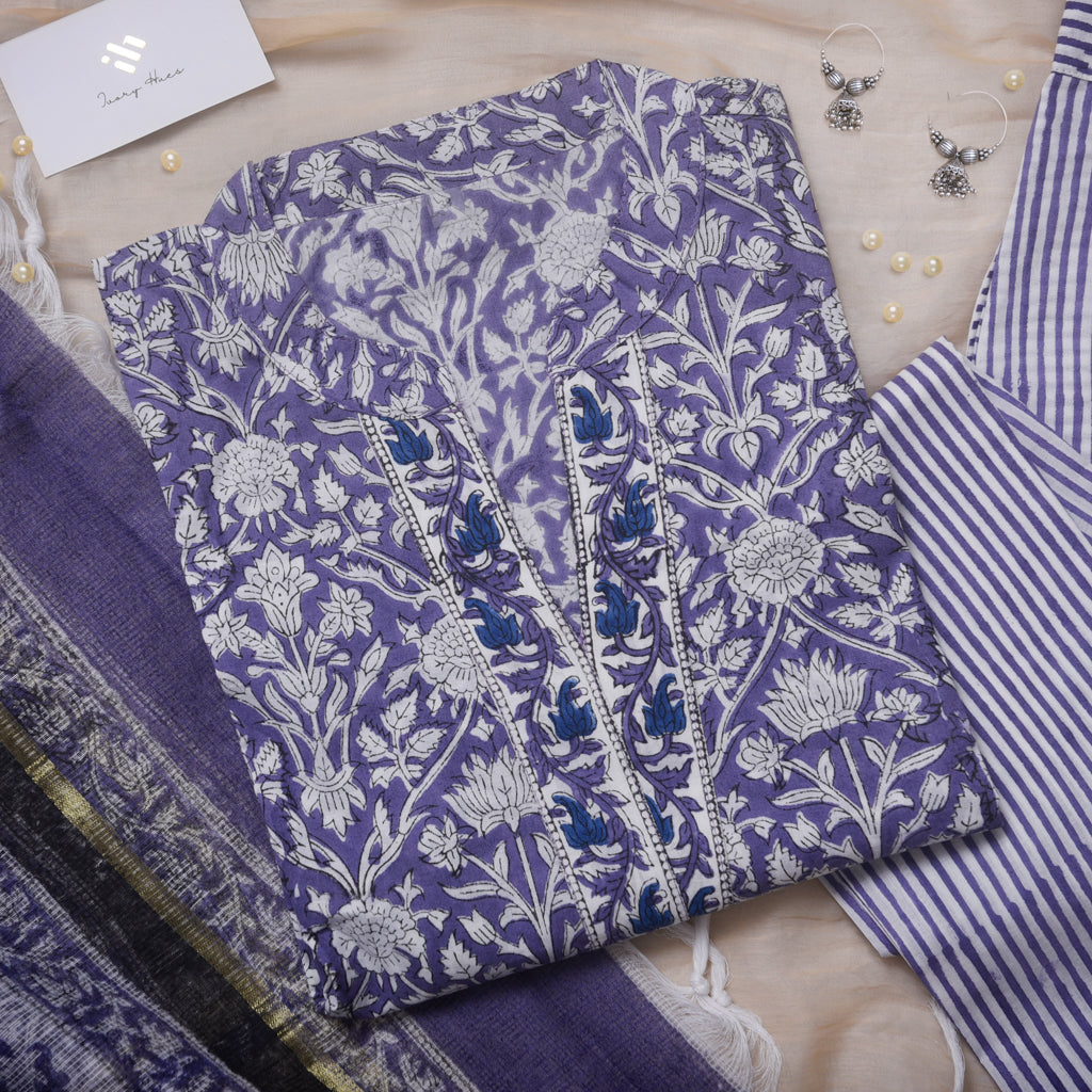 Ivory Hues Anokhi Neela — handblock print cotton kurta set Singapore