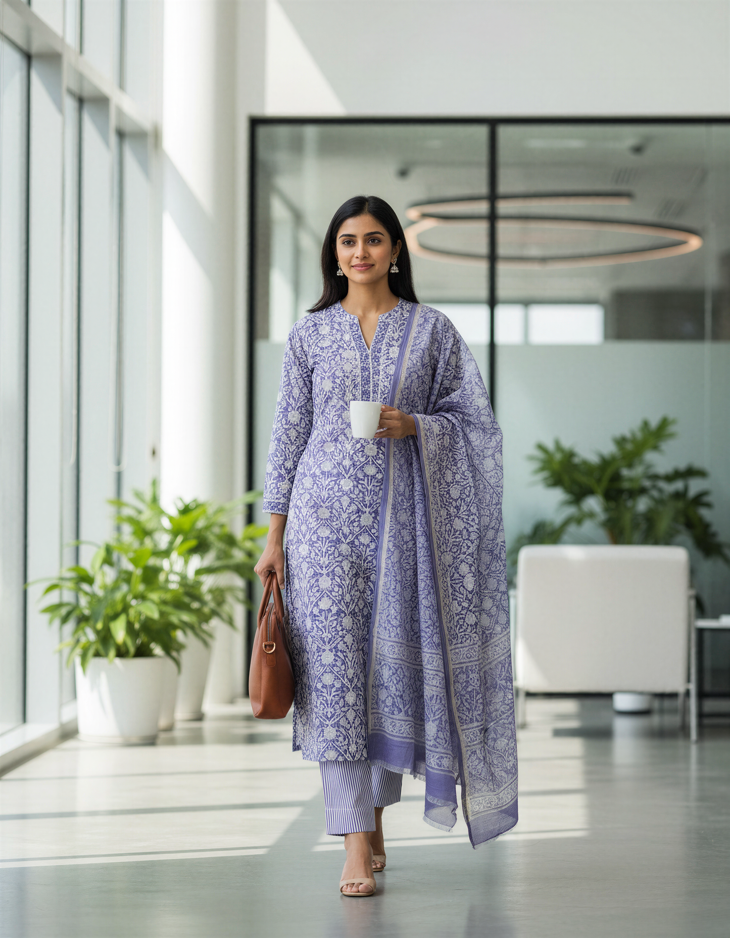 Ivory Hues Anokhi Neela handblock print cotton kurta set — Indian ethnic wear Singapore