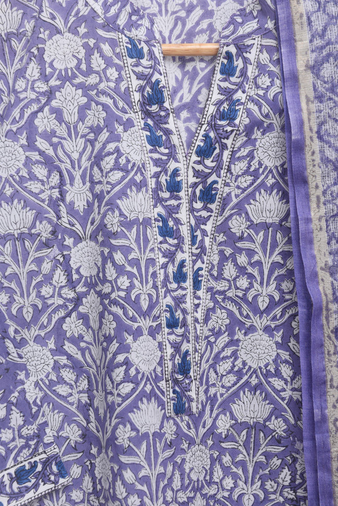 Ivory Hues Anokhi Neela handblock print cotton kurta set — Indian ethnic wear Singapore