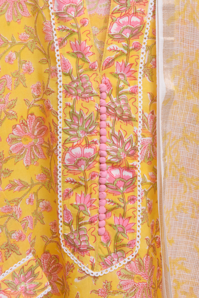 Ivory Hues Anokhi Taal handblock print cotton kurta set — Indian ethnic wear Singapore