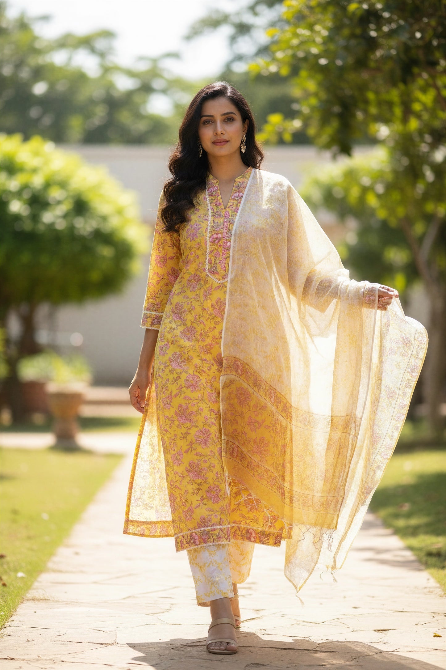 Ivory Hues Anokhi Taal handblock print cotton kurta set — Indian ethnic wear Singapore