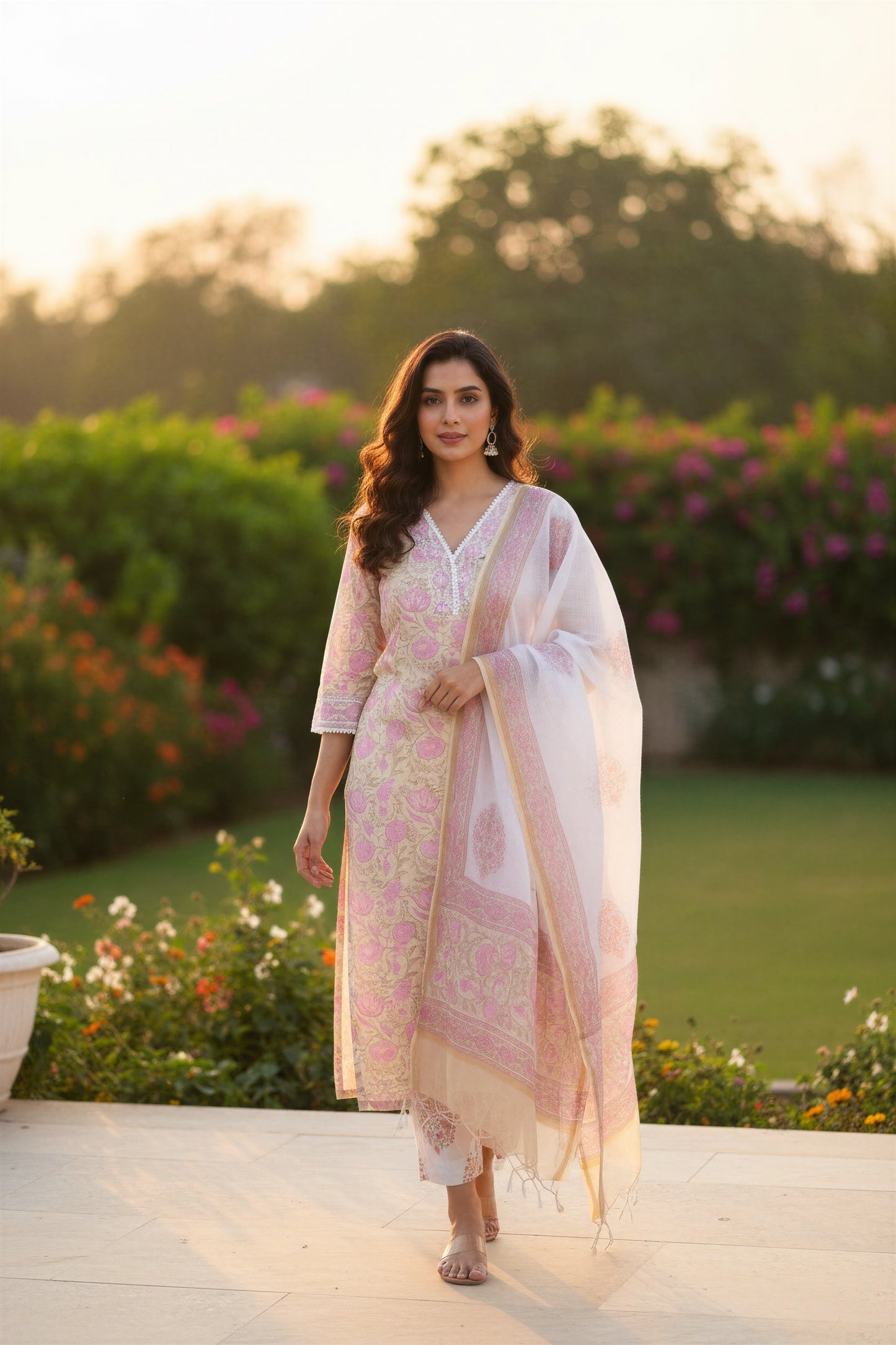 Ivory Hues Anokhi Chahat handblock print cotton kurta set — Indian ethnic wear Singapore