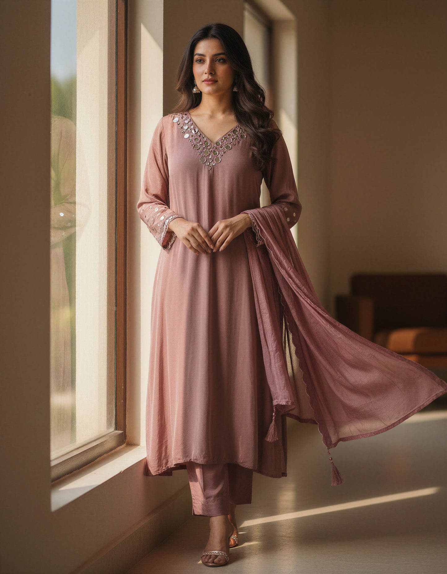 Ivory Hues Noor Haseen Kota Doria kurta set — Indian ethnic wear Singapore