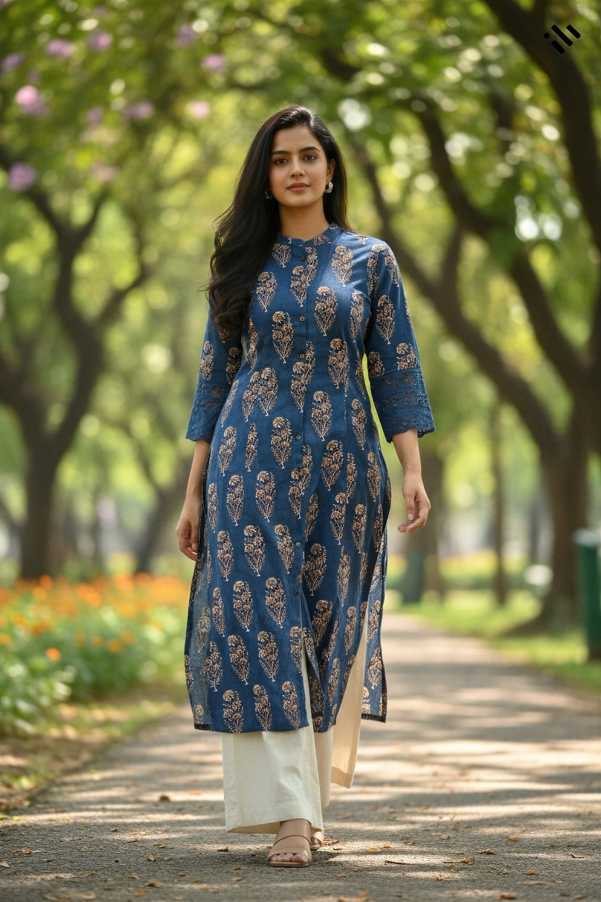 Ivory Hues Gulmarg Neela Indian ethnic kurta set — Indian ethnic wear Singapore