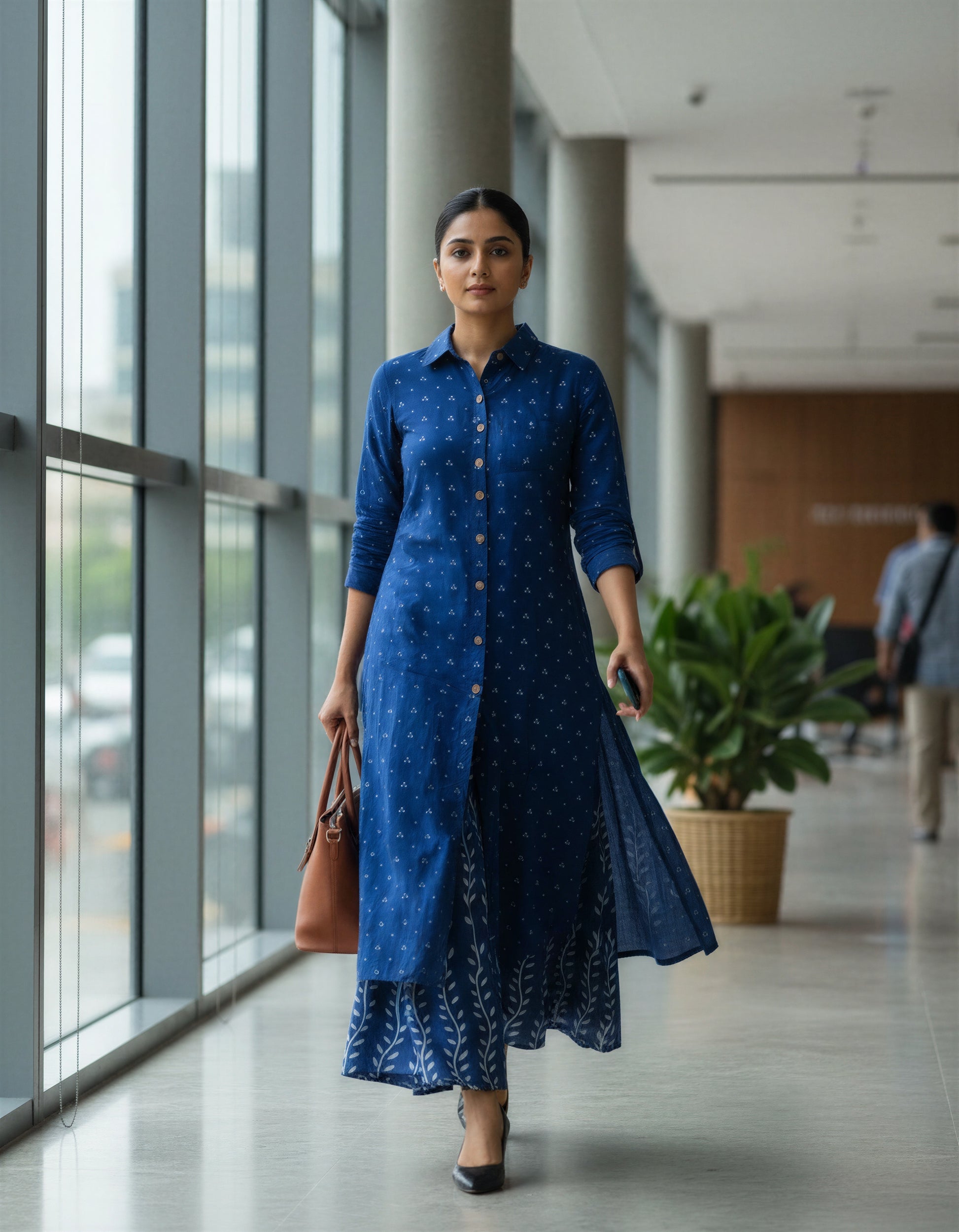 Ivory Hues Indigo Tales Ruh handblock print cotton kurta set — Indian ethnic wear Singapore