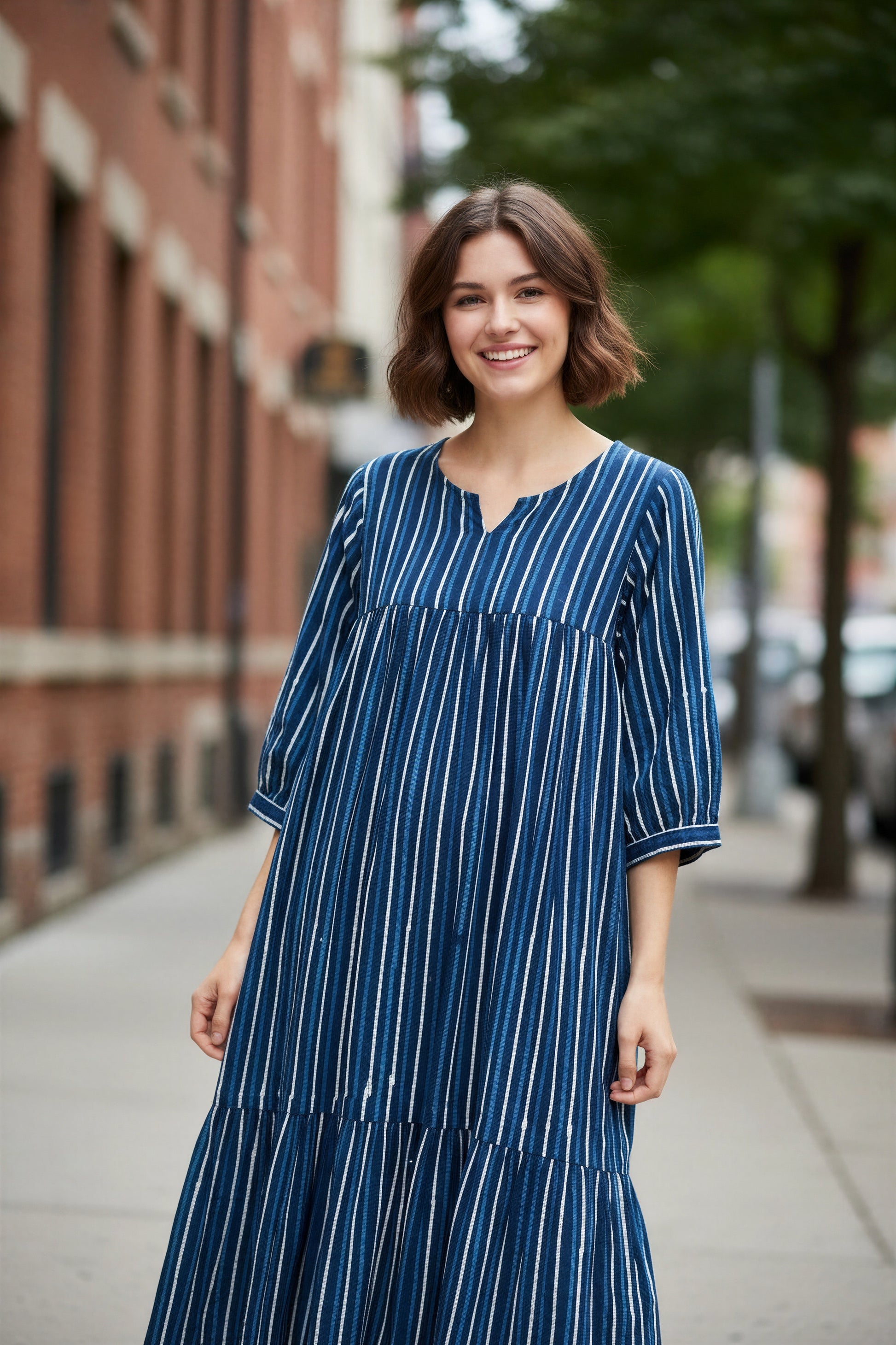 Ivory Hues Indigo Rhythm Dress Kota Doria kurta set — Indian ethnic wear Singapore