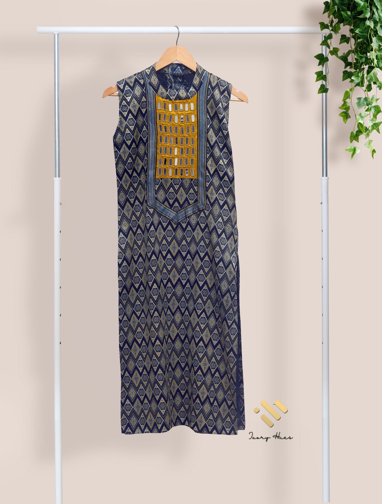 Ivory Hues Gulmarg Tana handblock print cotton kurti — Indian ethnic wear Singapore