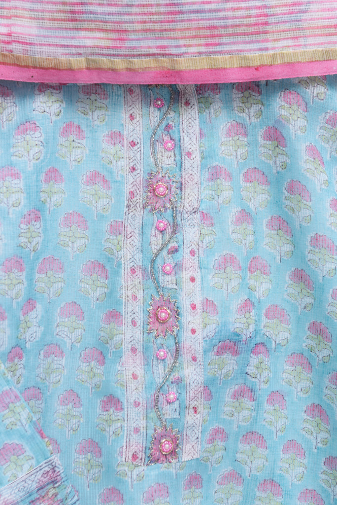 Ivory Hues Kota Kainaat Mishti Kota Doria kurta set — Indian ethnic wear Singapore