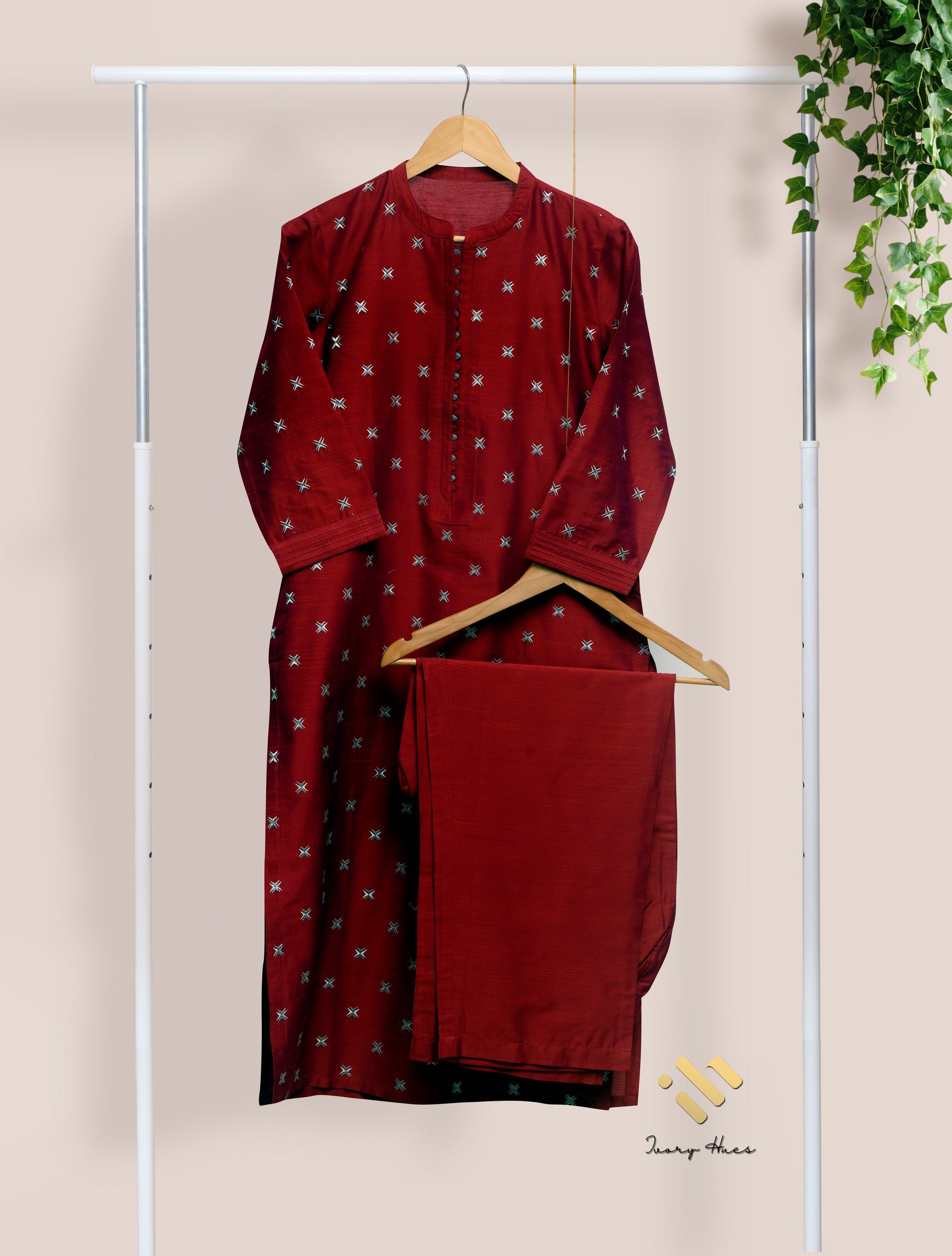 Ivory Hues Noor Anaya handblock print cotton kurta set — Indian ethnic wear Singapore