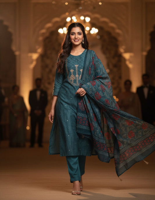 Ivory Hues Noor Neelam — Indian ethnic kurta set Singapore