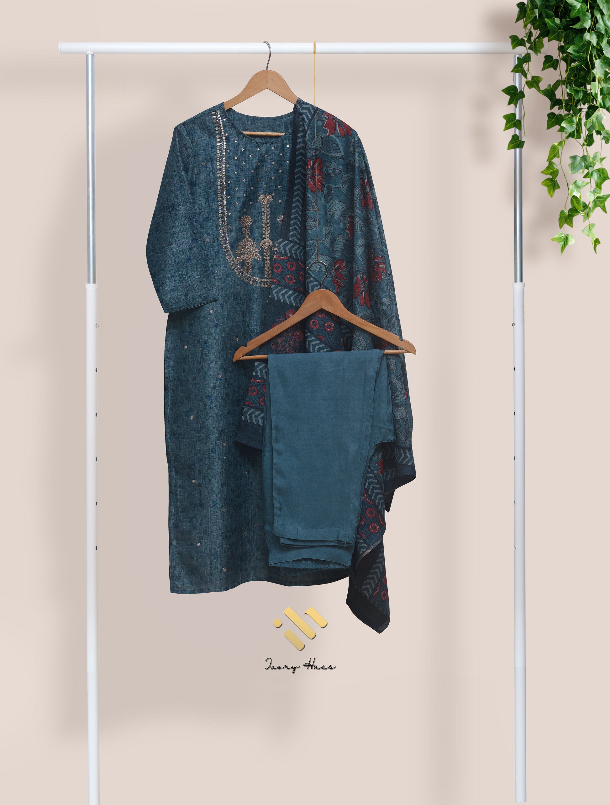 Ivory Hues Noor Neelam Indian ethnic kurta set — Indian ethnic wear Singapore