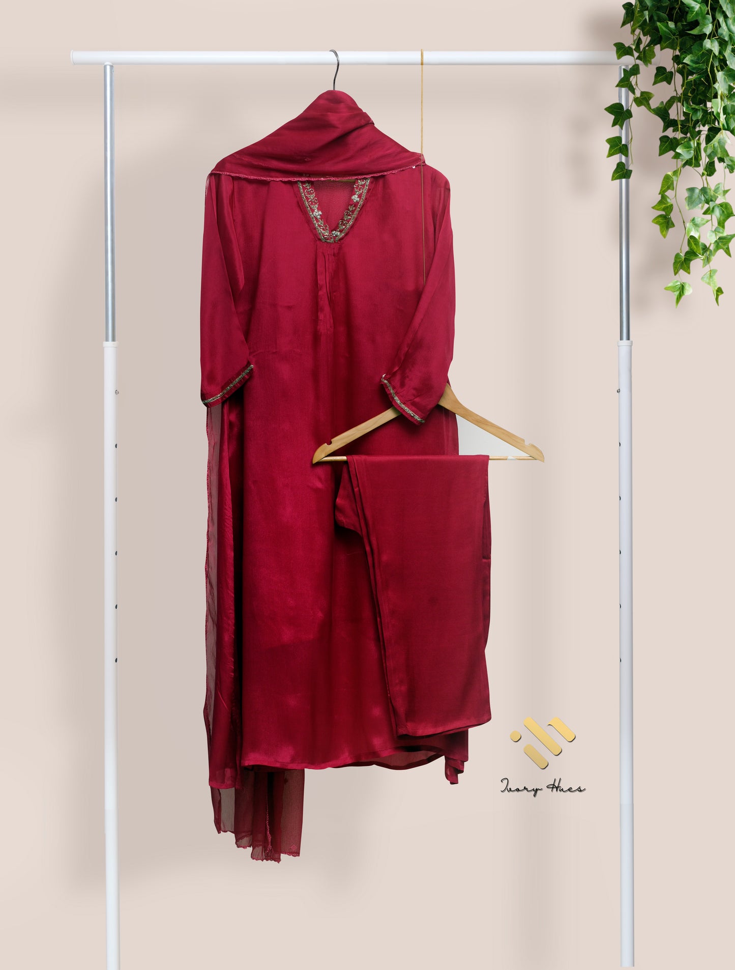 Ivory Hues Noor Sindoor Indian ethnic kurta set — Indian ethnic wear Singapore