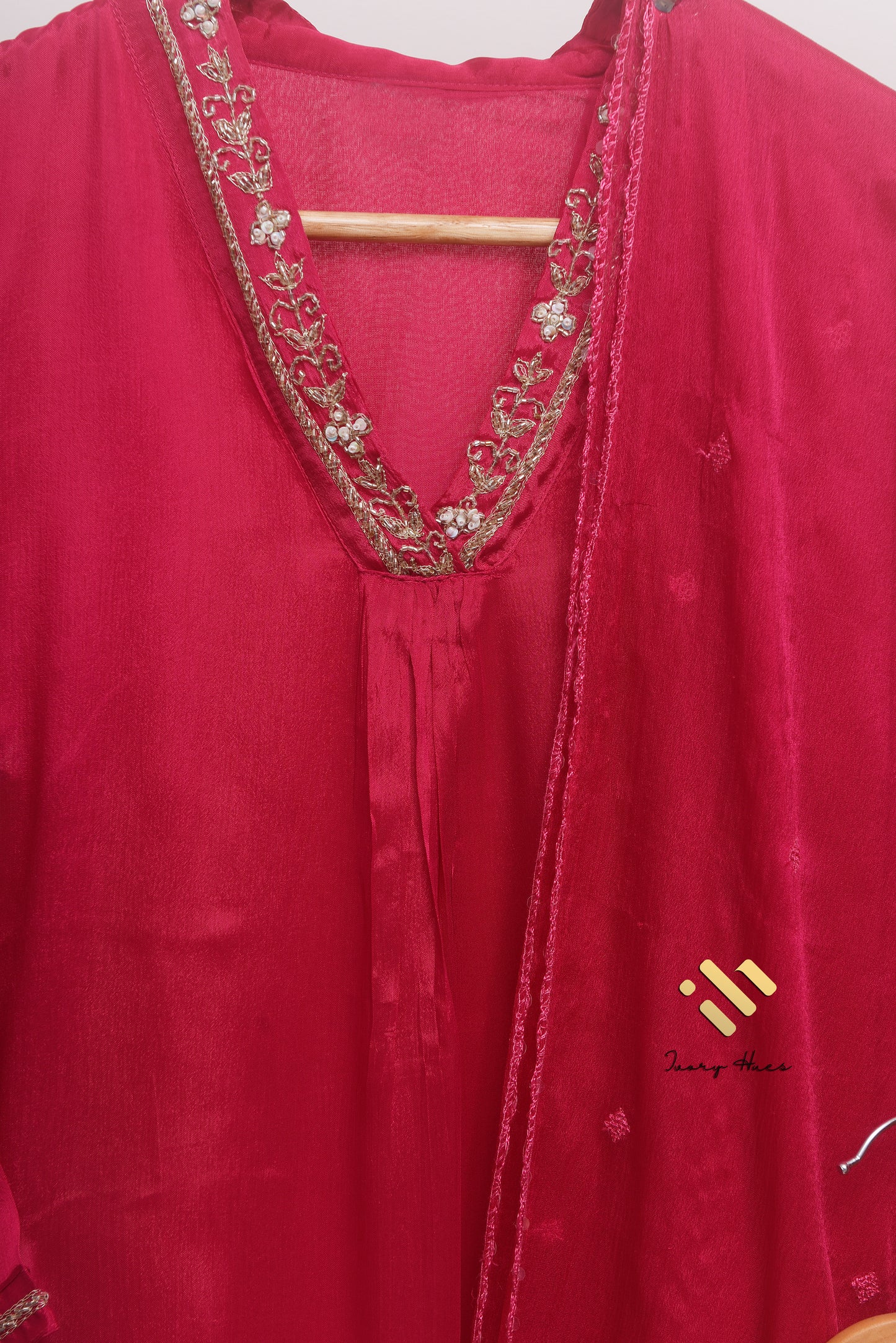 Ivory Hues Noor Sindoor Indian ethnic kurta set — Indian ethnic wear Singapore
