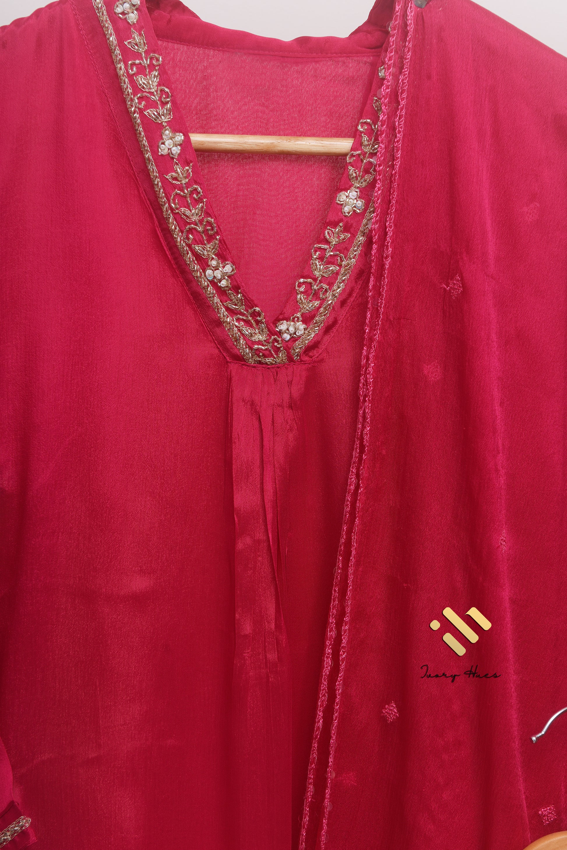 Ivory Hues Noor Sindoor Indian ethnic kurta set — Indian ethnic wear Singapore