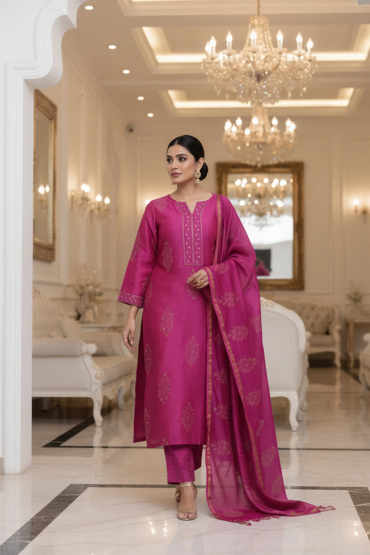 Ivory Hues Raaga Mohini Chanderi kurta set — Indian ethnic wear Singapore